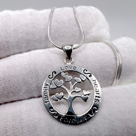.925 Sterling Family Hearts Love Forever Necklace - Picture 3 of 16